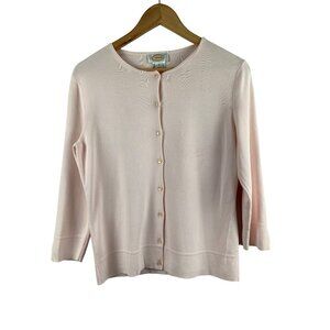 Talbots Womens Small Pink Cardigan Sweater 3/4 Sleeve Button-Front